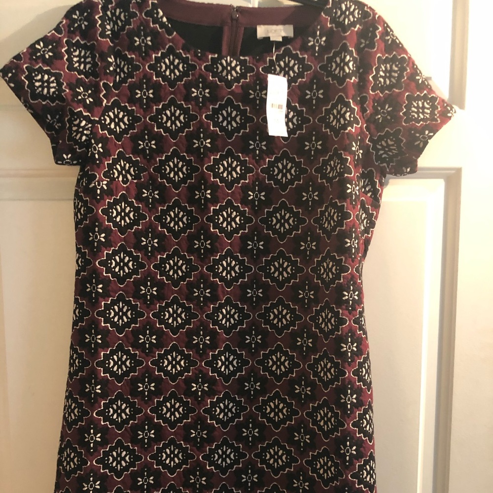 Loft outlet maroon and black dress.  NWT